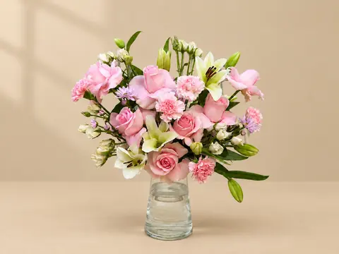 Pink dream: roses, lilies and carnations