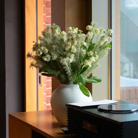 White stock with soft foliage